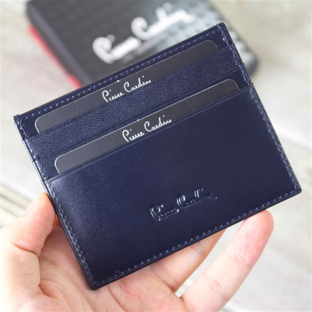 Pierre Cardin İsme Özel Kartlık Cüzdan Lacivert - Kırmızı P0242LK