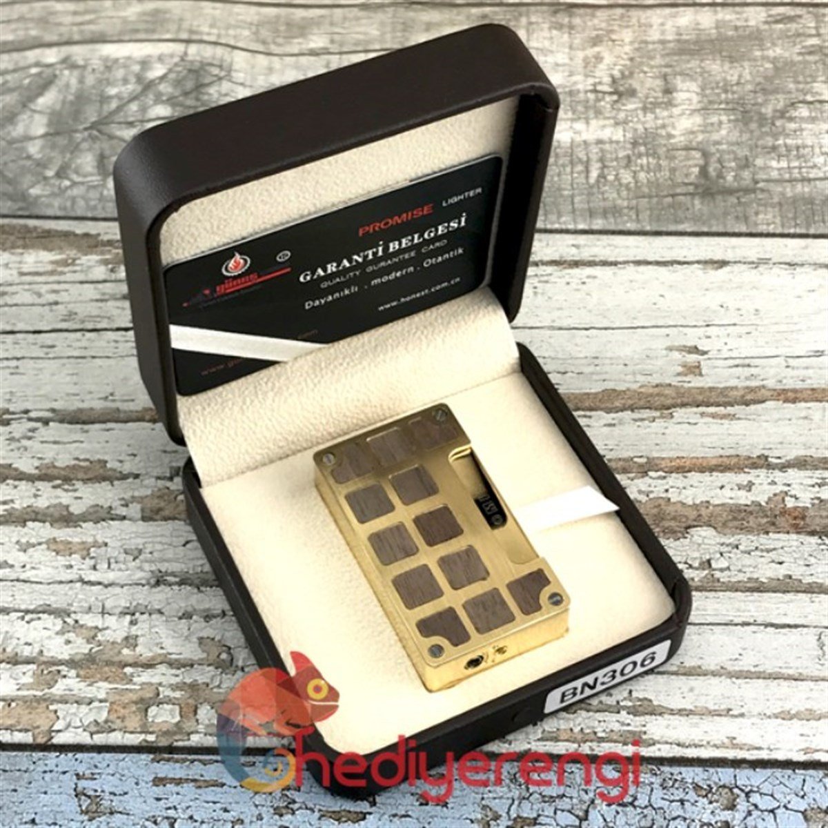 Promise Markalı Pürmüz Alevli Premium Kareli Gold Çakmak