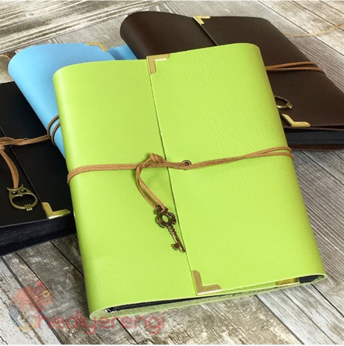 Renkli Deri Kaplı Retro Kendin Yap Albüm Defter​