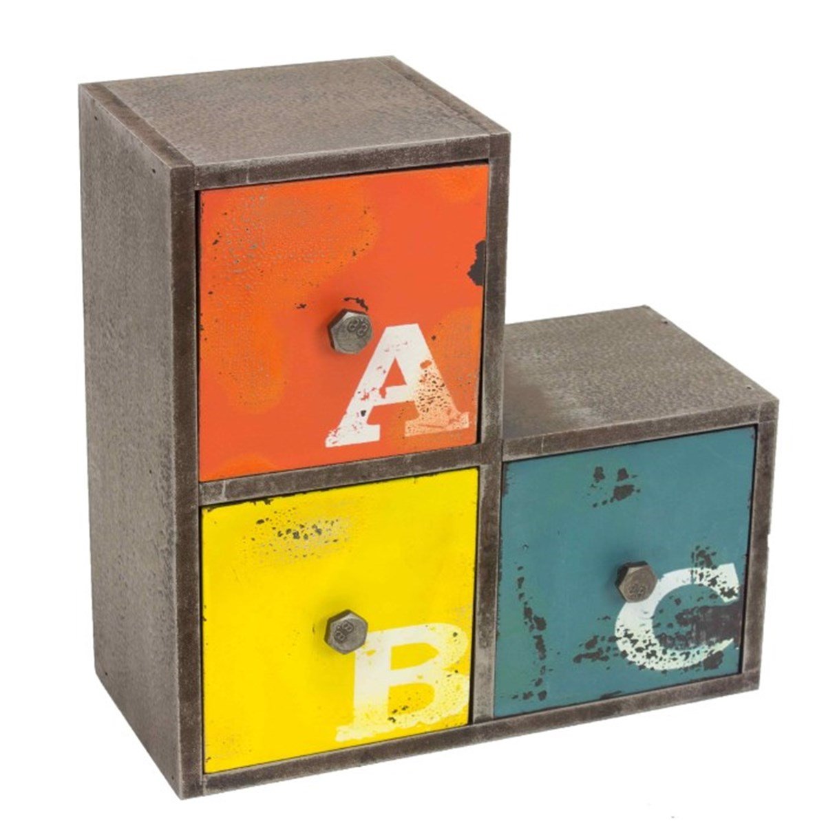 Retro Tasarımlı Ahşap Çekmeceli ABC Minyatür Komidin​ Yatay