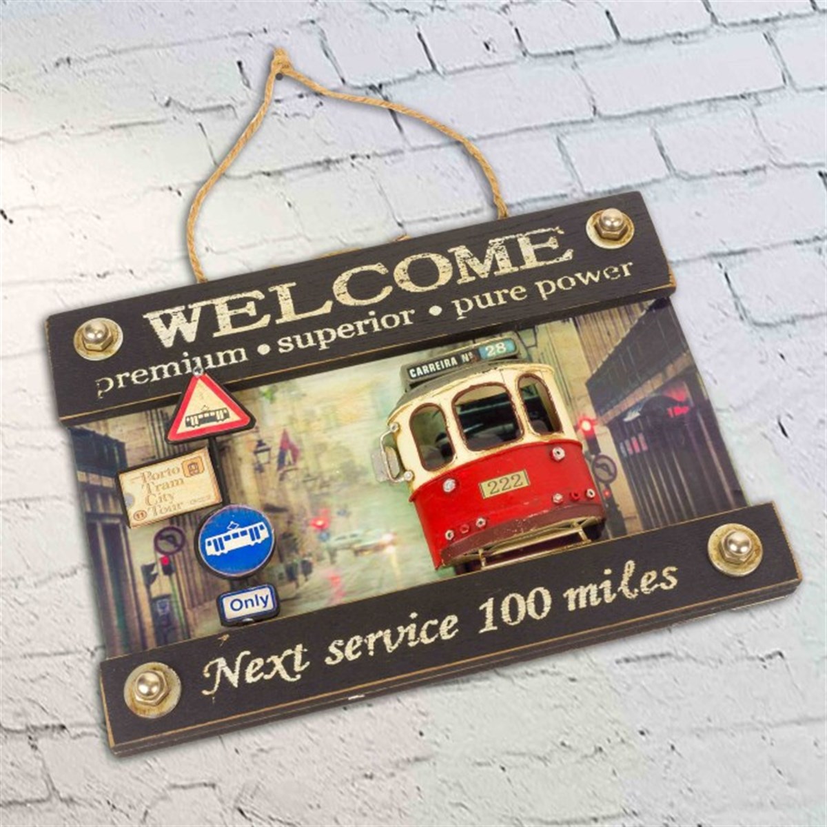 Retro Tasarımlı Tramvay Temalı Welcome Kapı ve Duvar Panosu