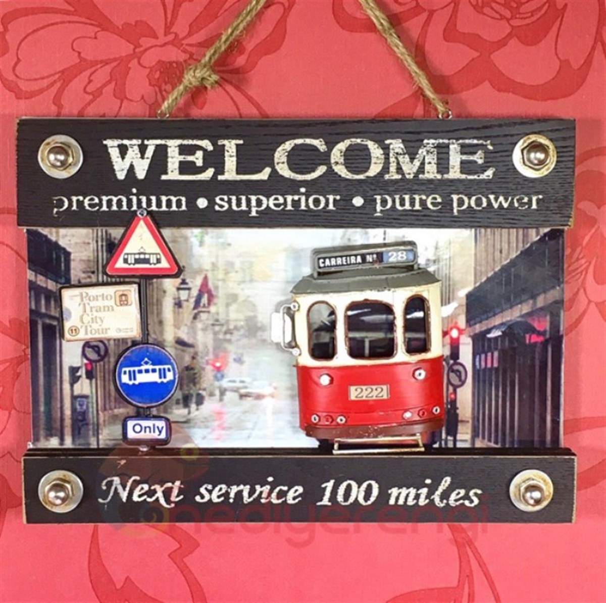 Retro Tasarımlı Tramvay Temalı Welcome Kapı ve Duvar Panosu