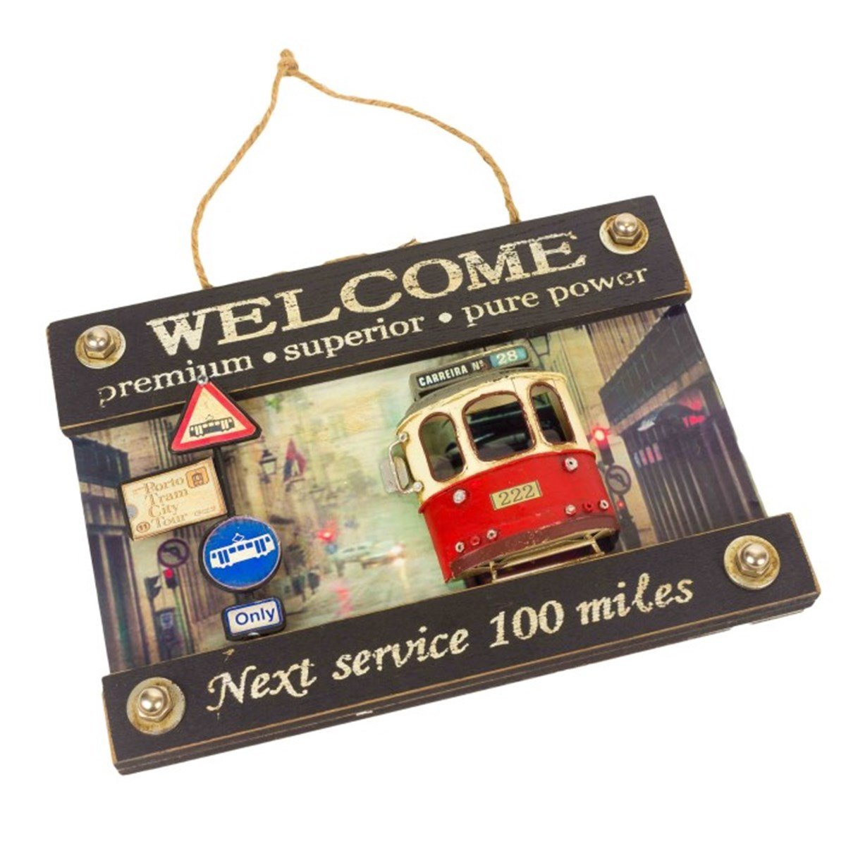 Retro Tasarımlı Tramvay Temalı Welcome Kapı ve Duvar Panosu
