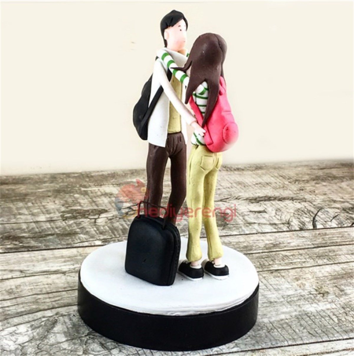 Romantik Sevgililer Temalı 3 Boyutlu Hamur Biblolar Model 2