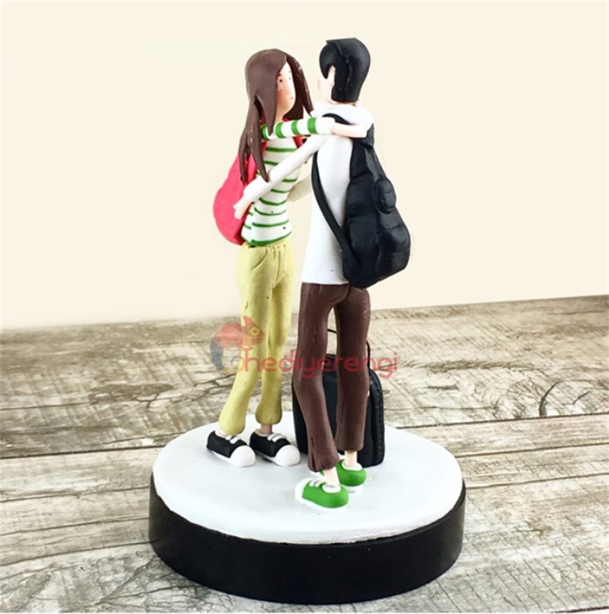 Romantik Sevgililer Temalı 3 Boyutlu Hamur Biblolar Model 2