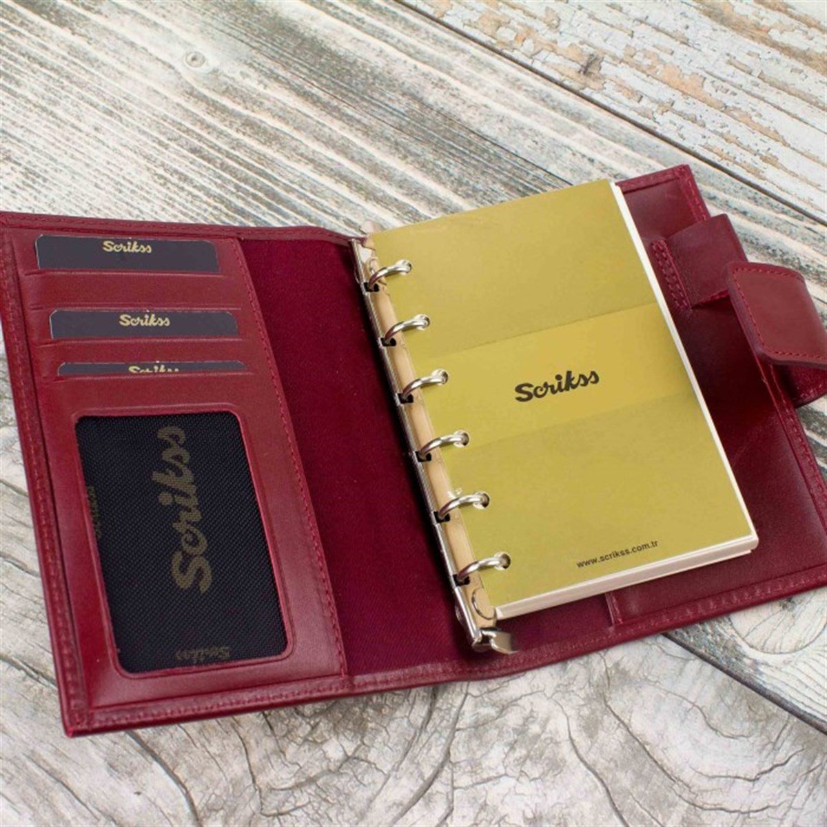 Scrikss İsme Özel Organizerli Bordo Cep Defteri ve Kalem Seti Exclusive