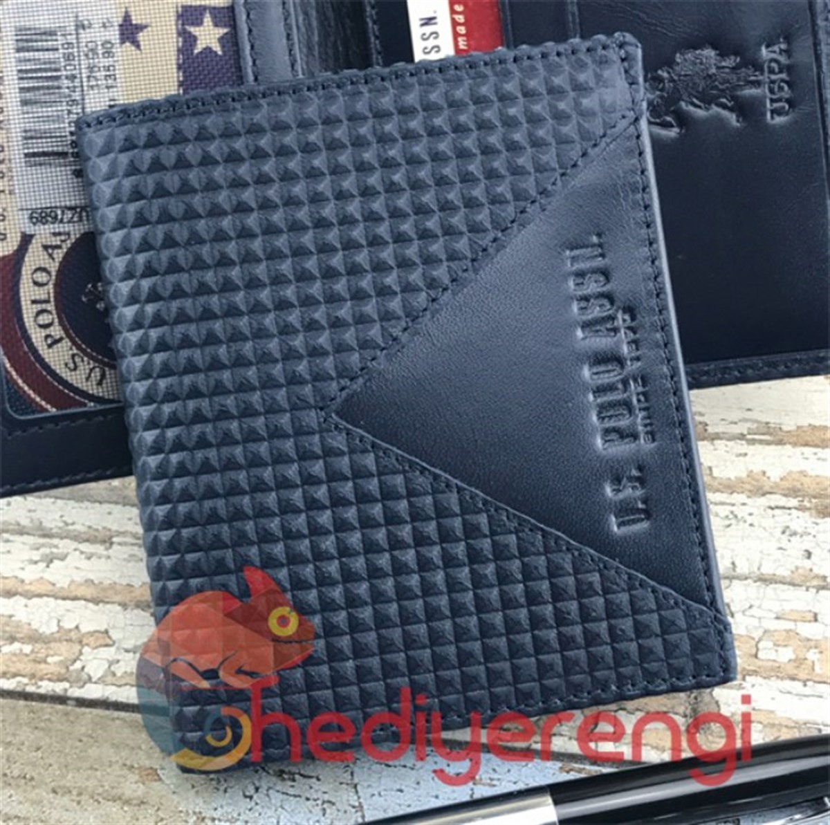 U.S. Polo Assn. Dik Deri Cüzdan İsme Özel Anahtarlık ve Kalem Seti PLCUZ7689