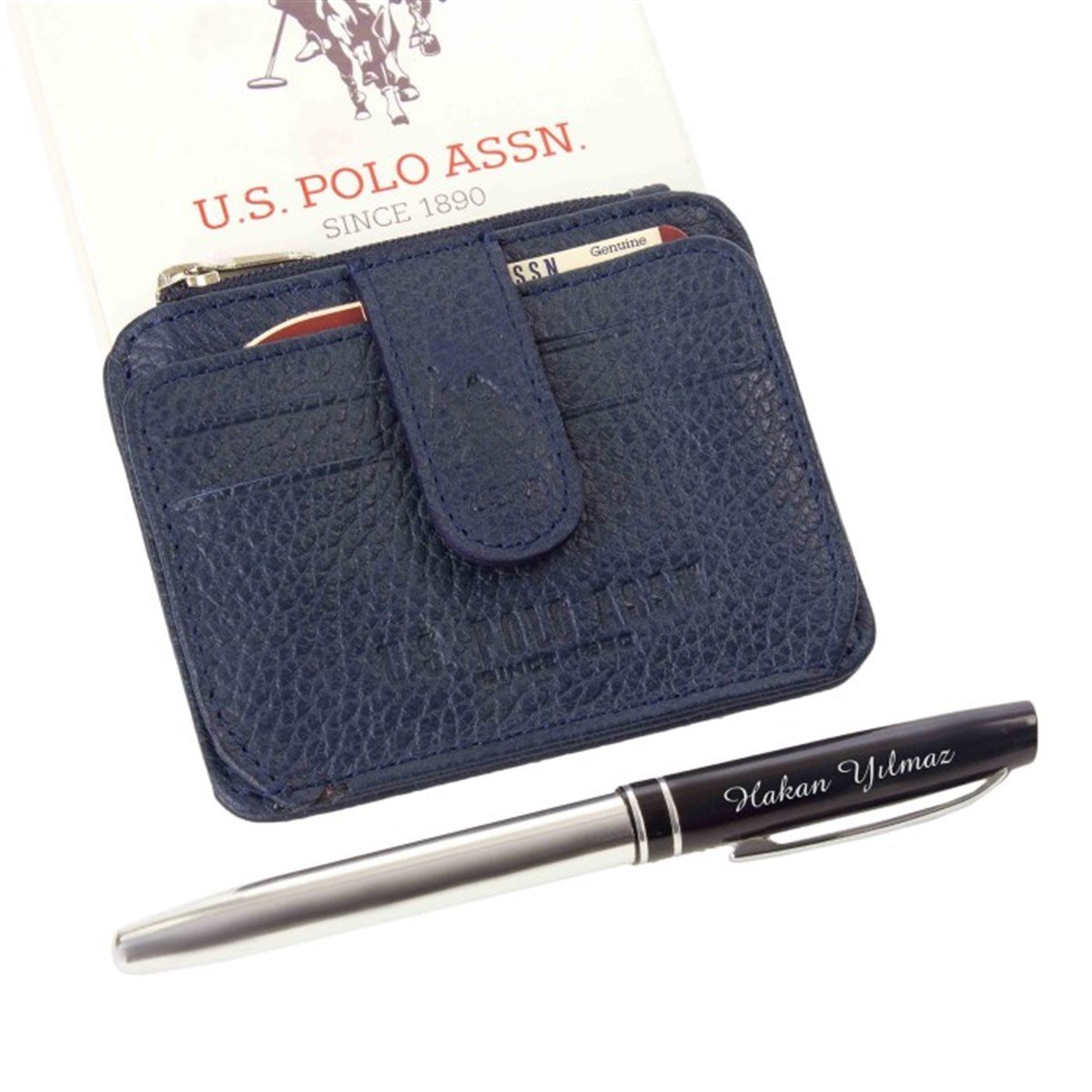 U.S. Polo Assn. Lacivert Flother Deri Kartlık ve İsme Özel Roller Kalem PLCUZ7658