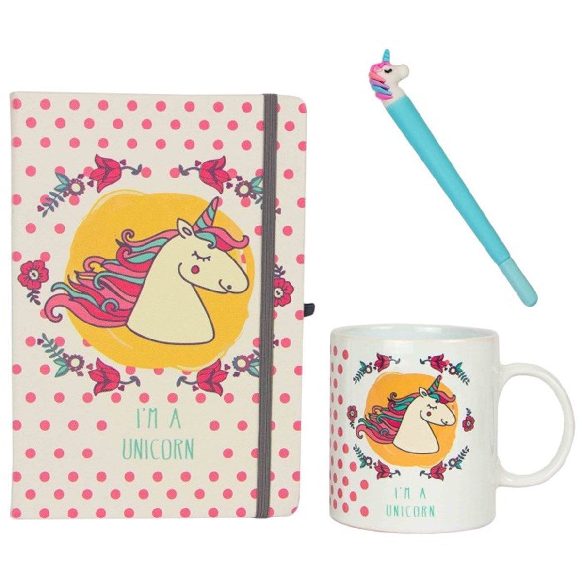 Unicorn Temalı Defter Kupa ve Kalem Seti M2