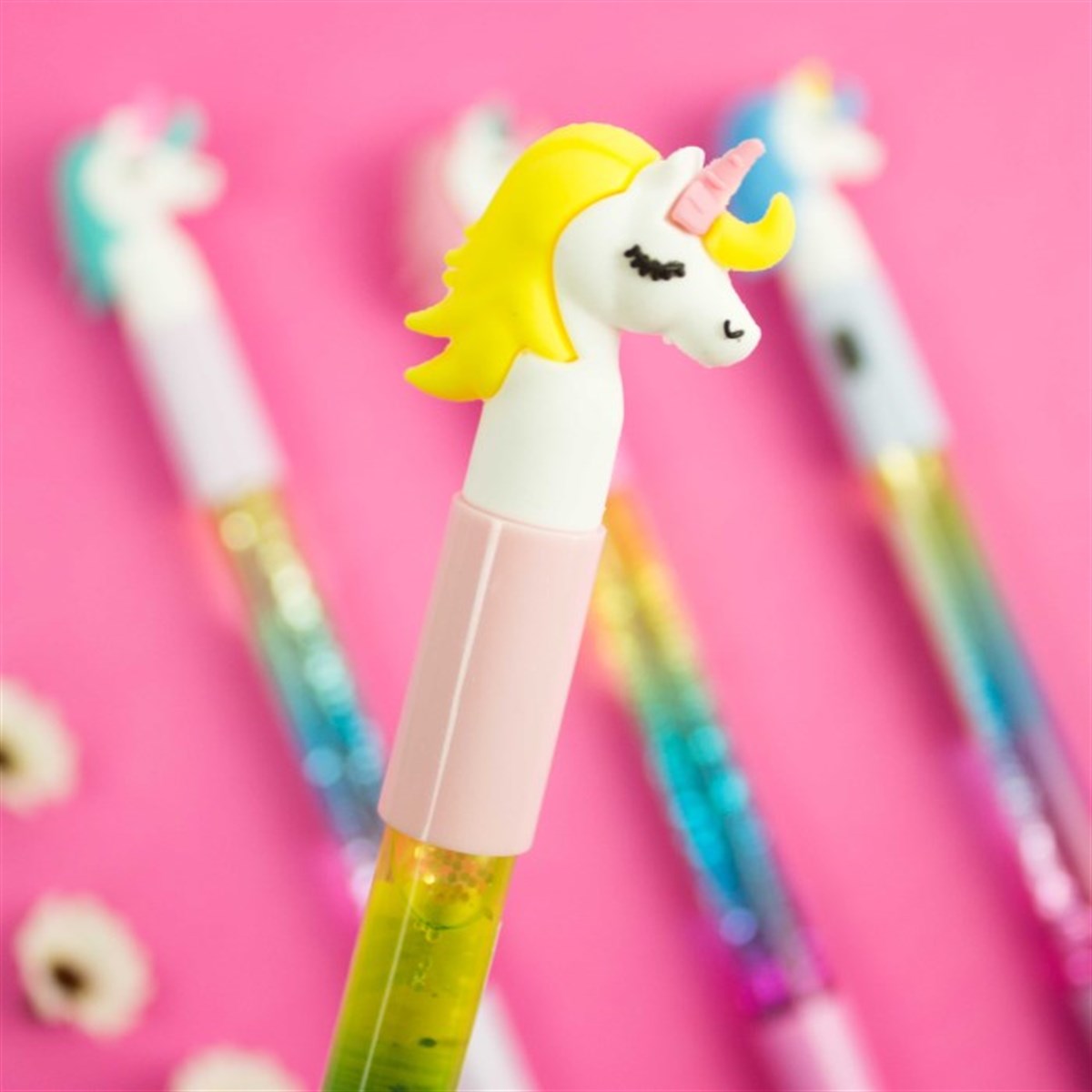 Unicorn Temalı Işıklı Sulu Pullu Roller Kalem​