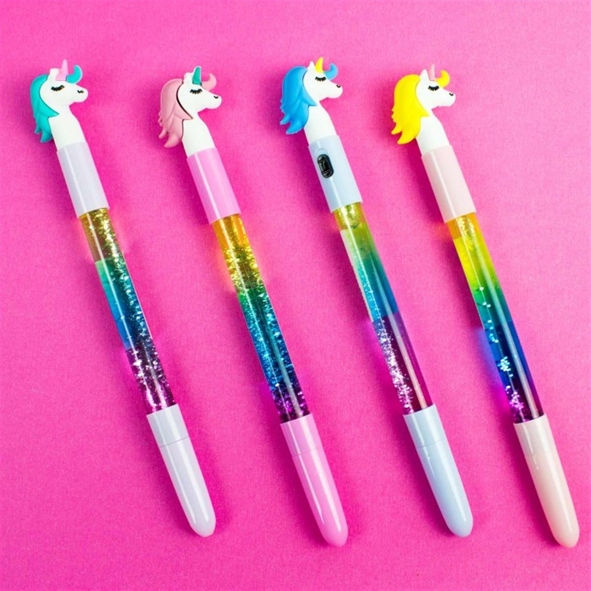 Unicorn Temalı Işıklı Sulu Pullu Roller Kalem​