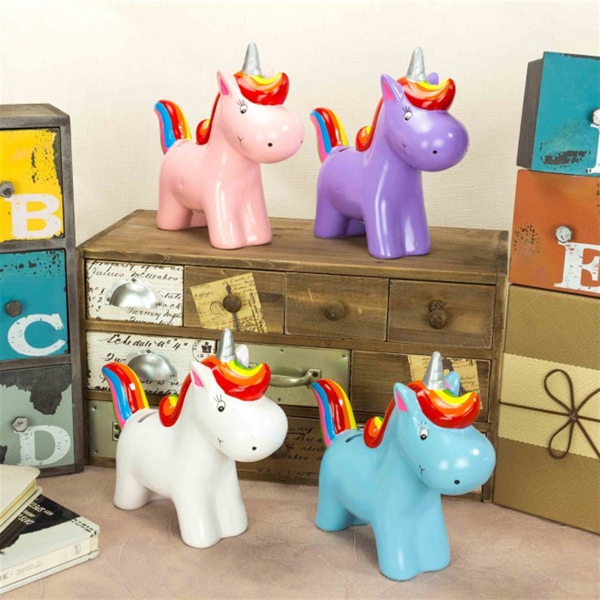 Unicorn Temalı Renkli Kumbara