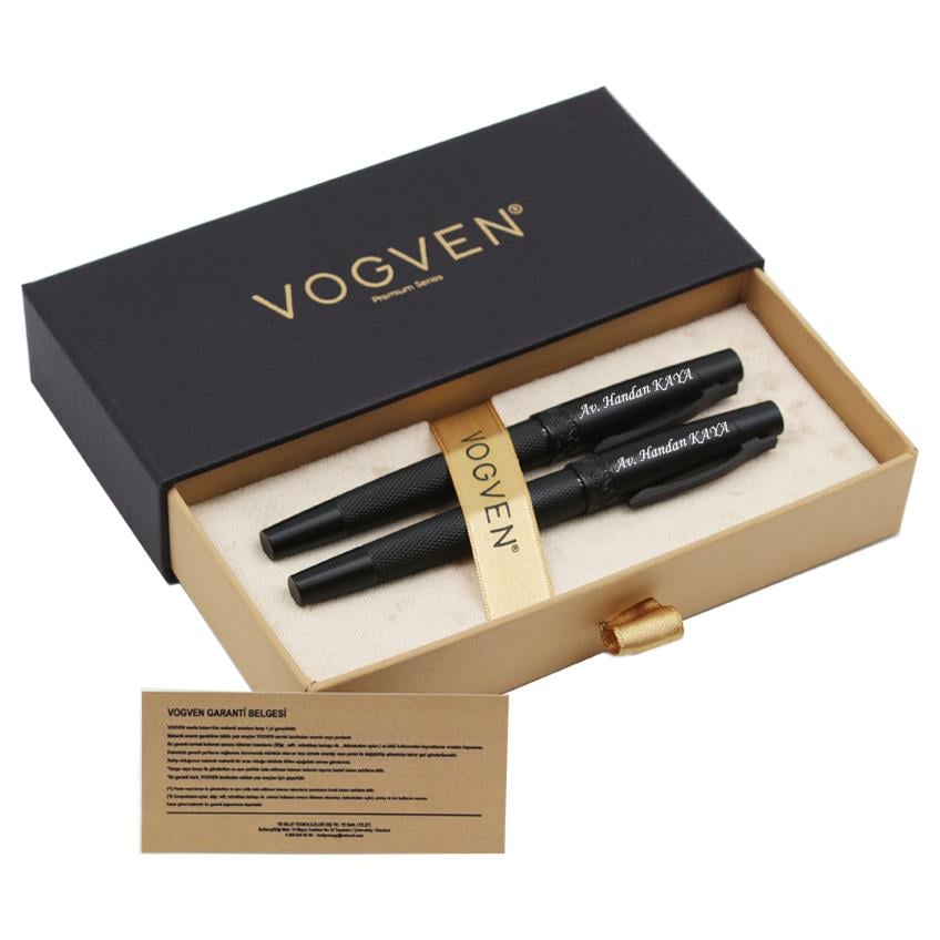 Vogven Marka İsme Özel Desenli Exclusive Dolma ve Roller Kalem Seti