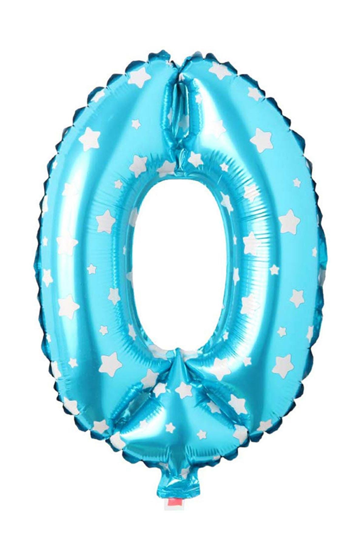 0 Rakam Mavi Yıldız Folyo Balon 70 cm
