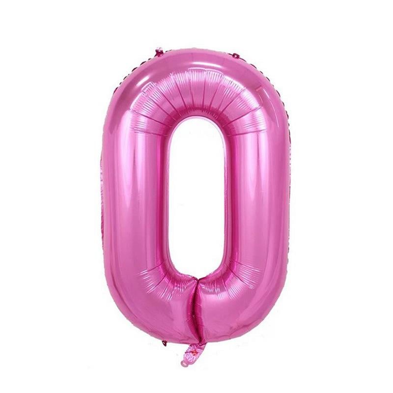 0 Rakam Pembe Folyo Balon 100 cm