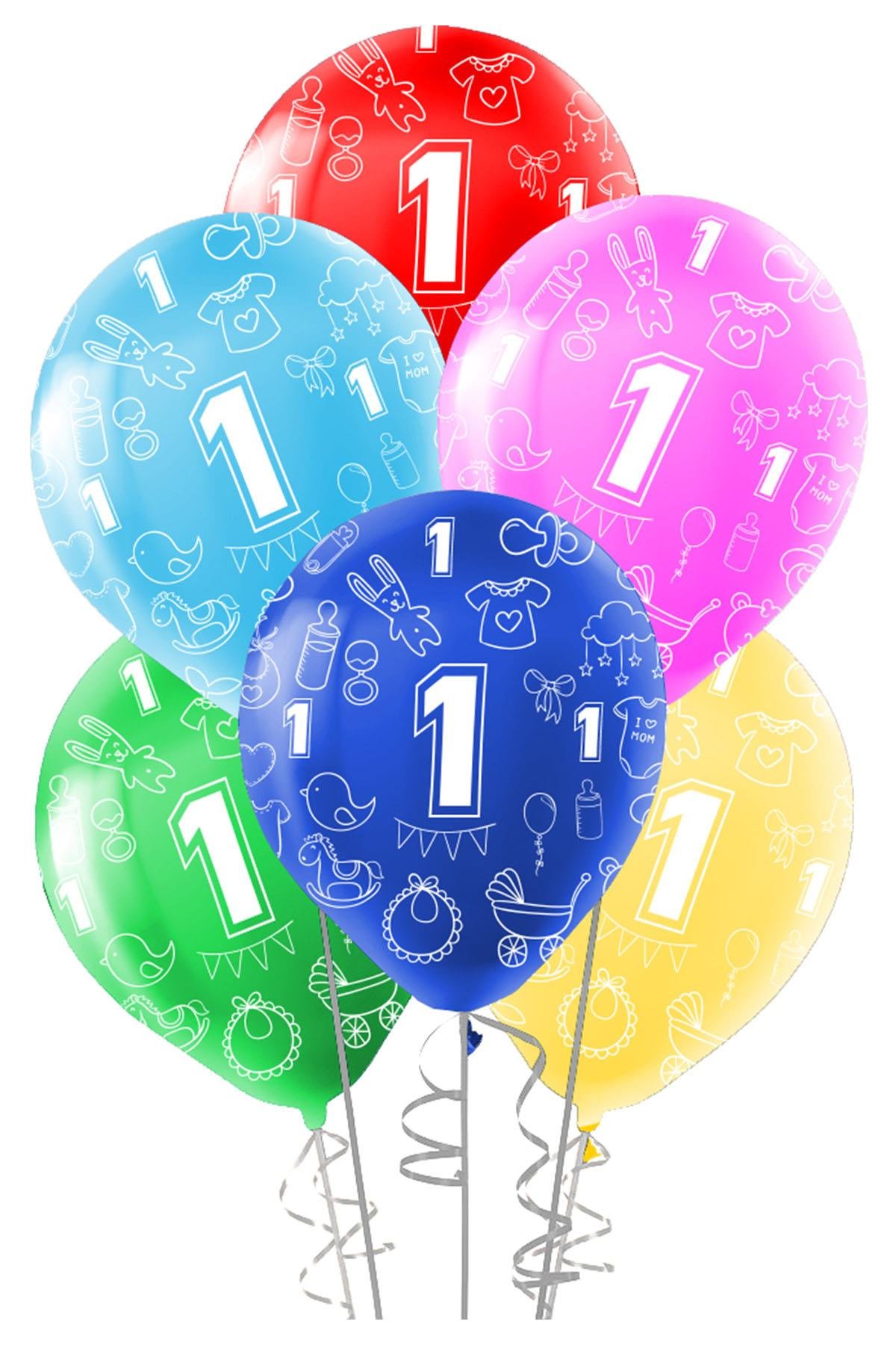 1.Yaş Baskılı Rengarenk Lateks Balon 10'lu