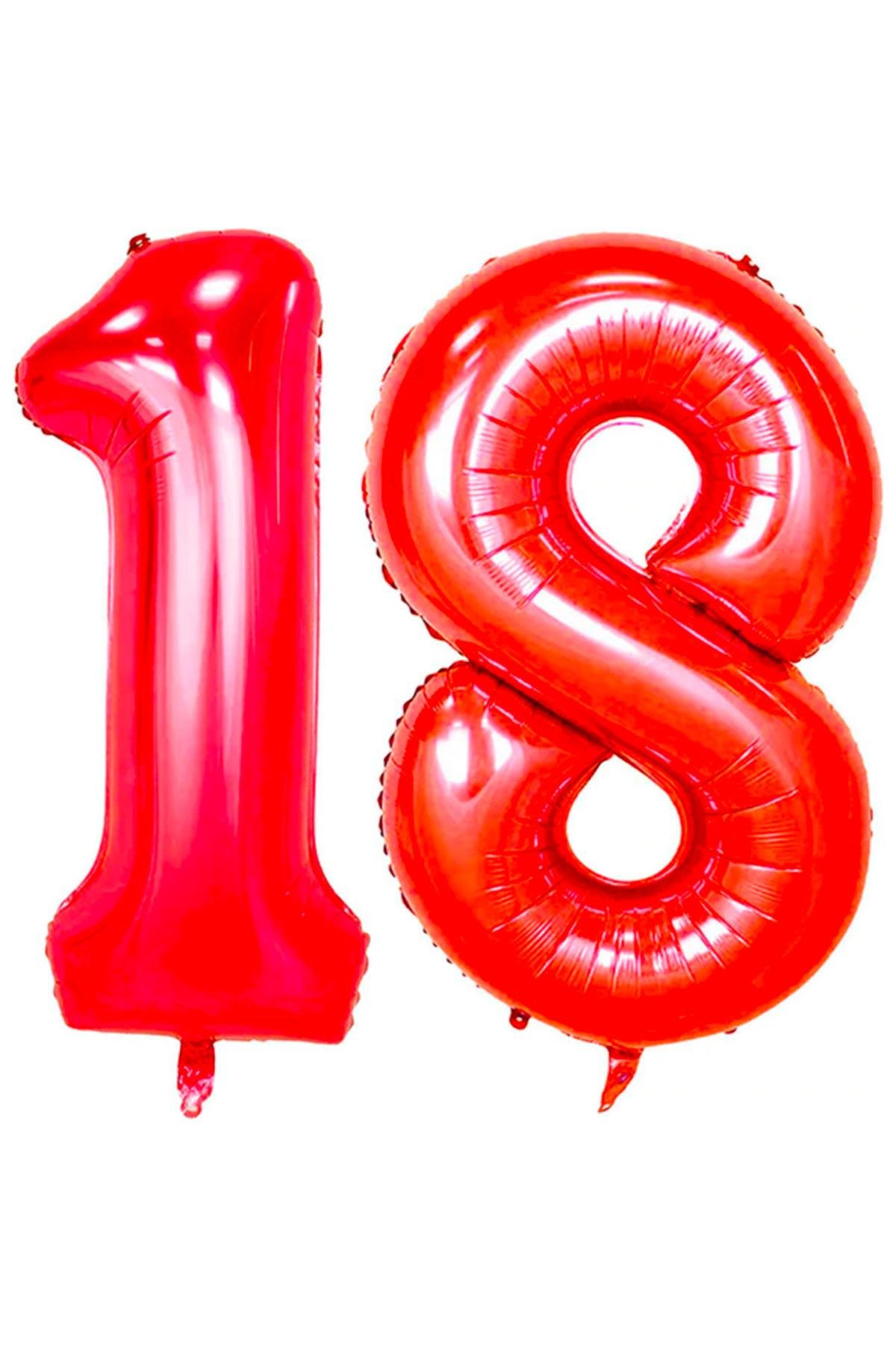 18.Yaş Folyo Balon Seti Kırmızı 100 cm