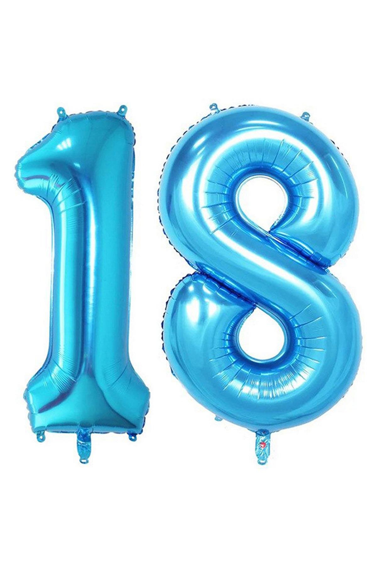 18.Yaş Folyo Balon Seti Mavi 100 cm