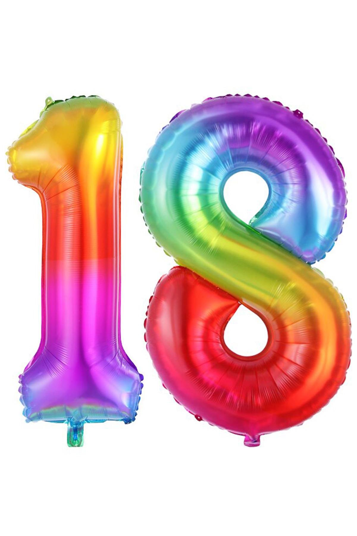18.Yaş Folyo Balon Seti Gökkuşağı 100 cm