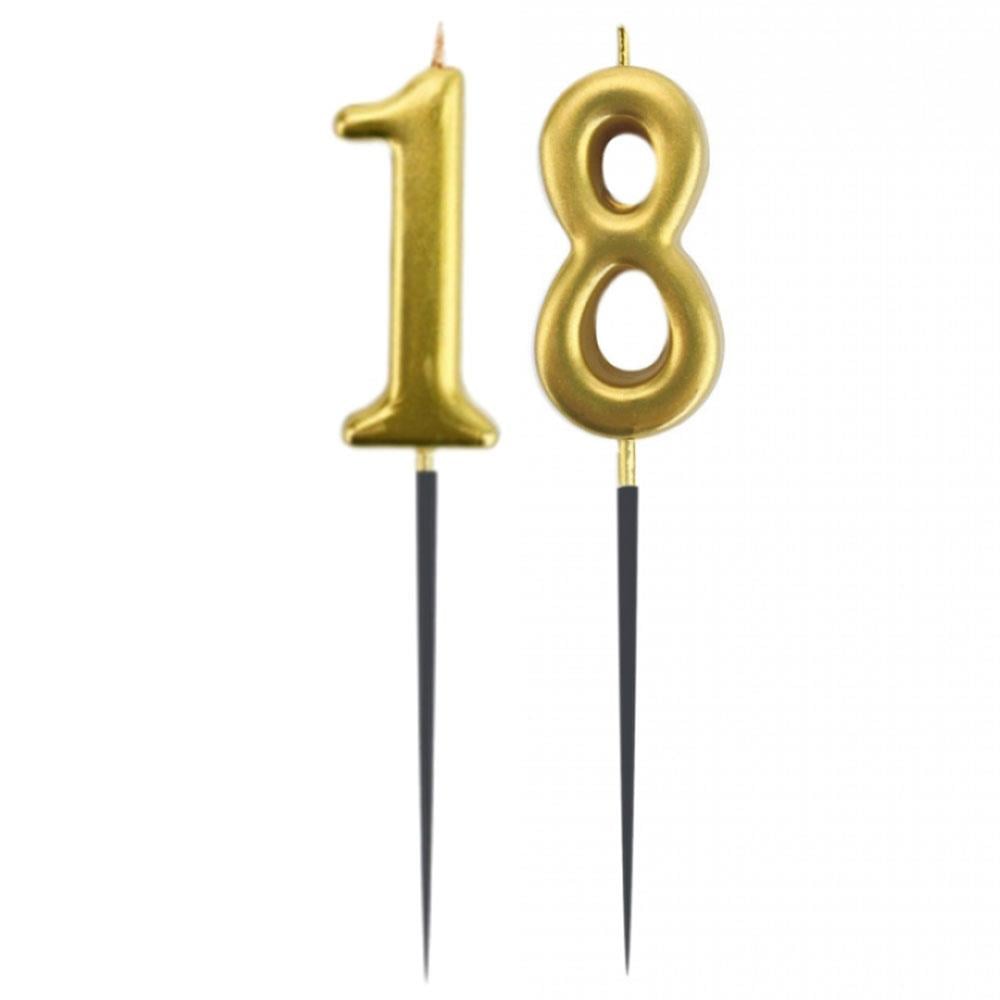 18.Yaş Rakam Altın Çubuk Mum 14 cm