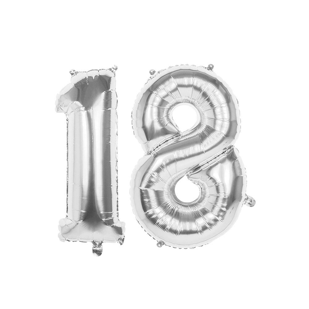 18.Yaş Folyo Balon Seti Gümüş 40 cm
