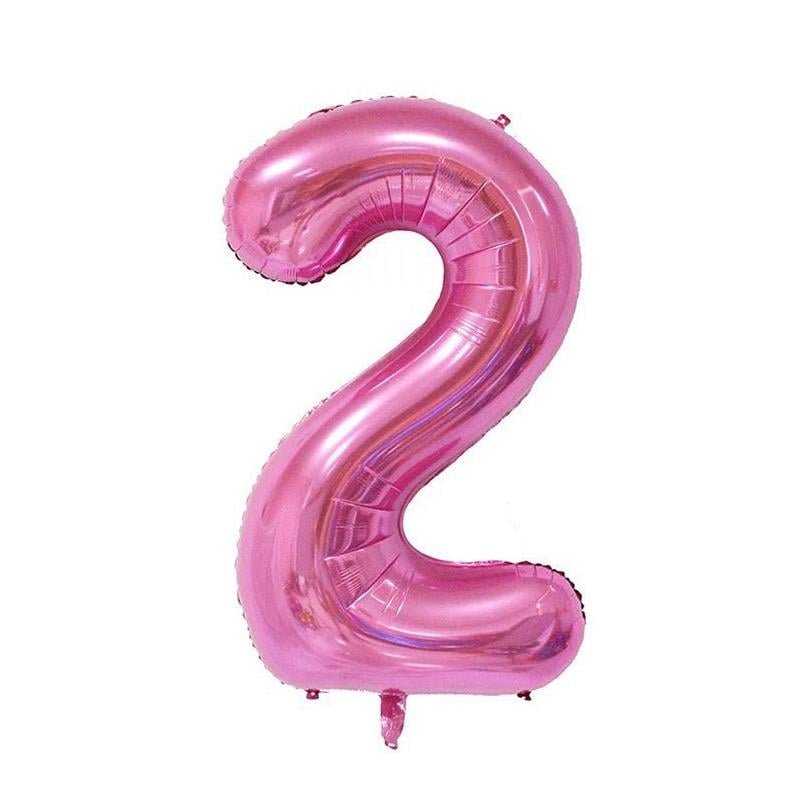 2 Rakam Pembe Folyo Balon 100 cm