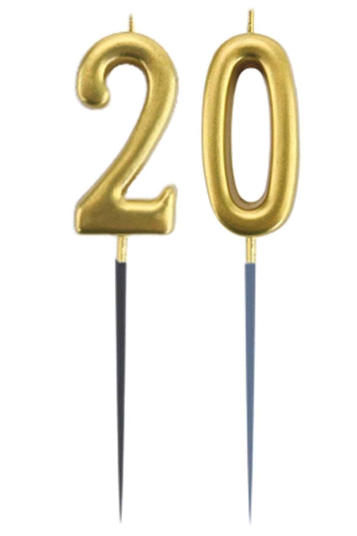 20.Yaş Rakam Altın Çubuk Mum 14 cm