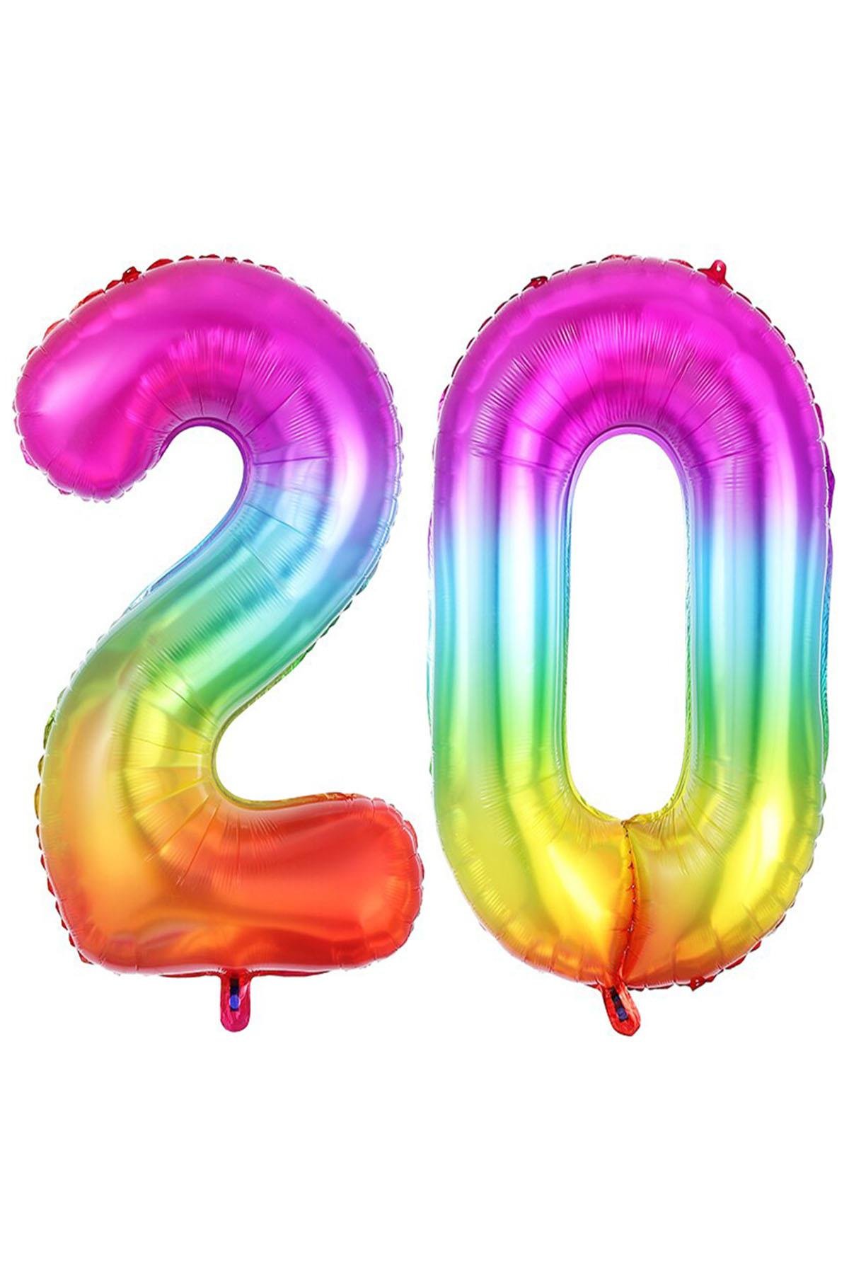 20.Yaş Folyo Balon Seti Gökkuşağı 100 cm