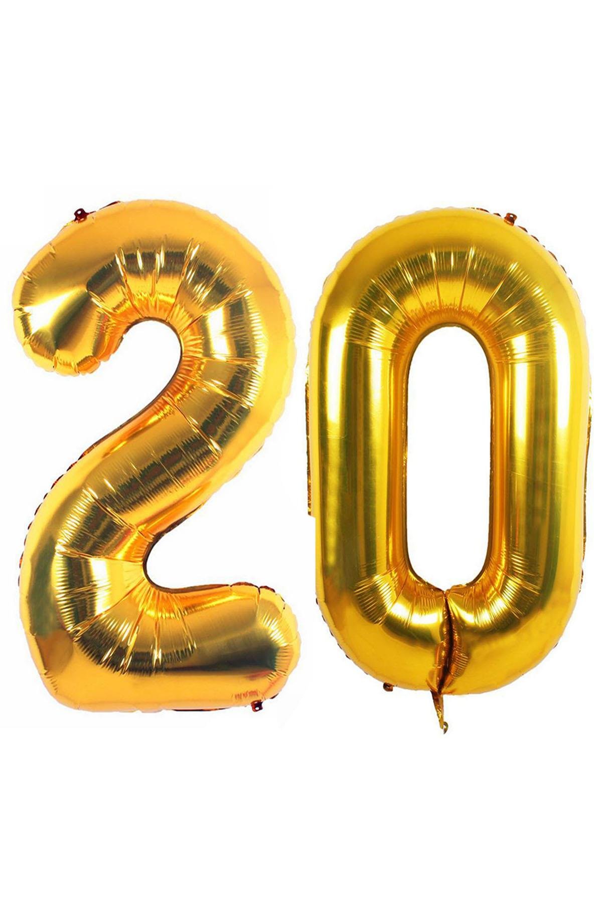 20.Yaş Folyo Balon Seti Altın 100 cm