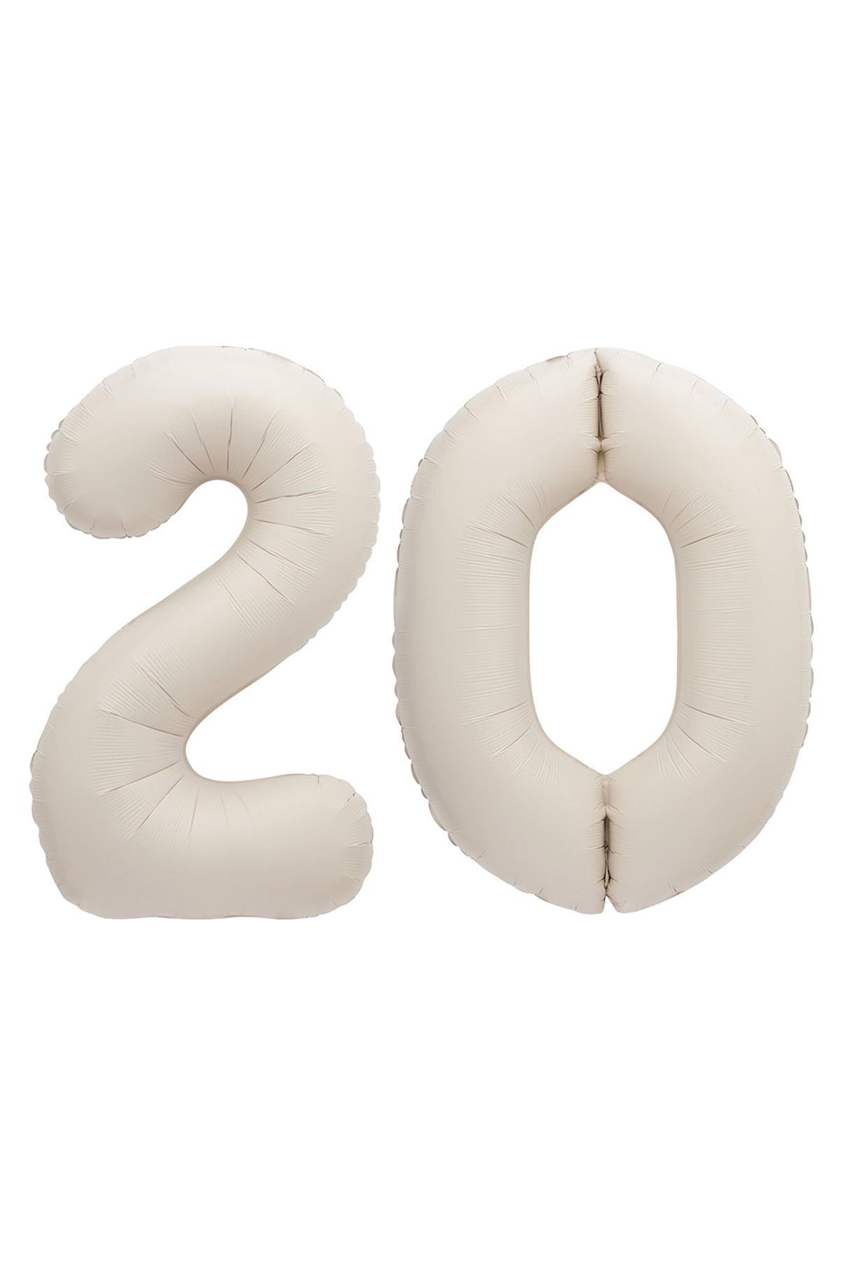 20.Yaş Folyo Balon Seti Krem  80 cm