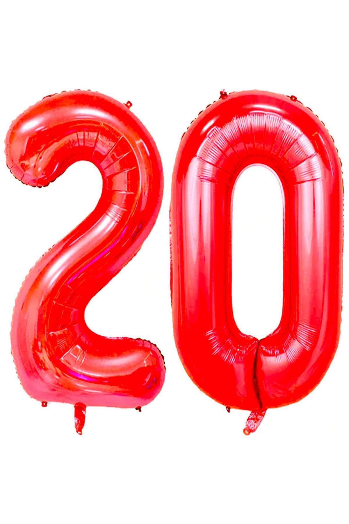 20.Yaş Folyo Balon Seti Kırmızı 100 cm