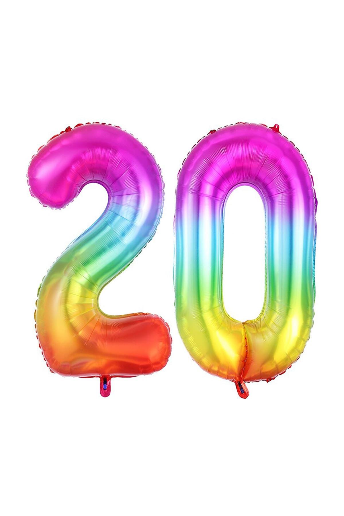 20.Yaş Folyo Balon Seti Gökkuşağı 70 cm