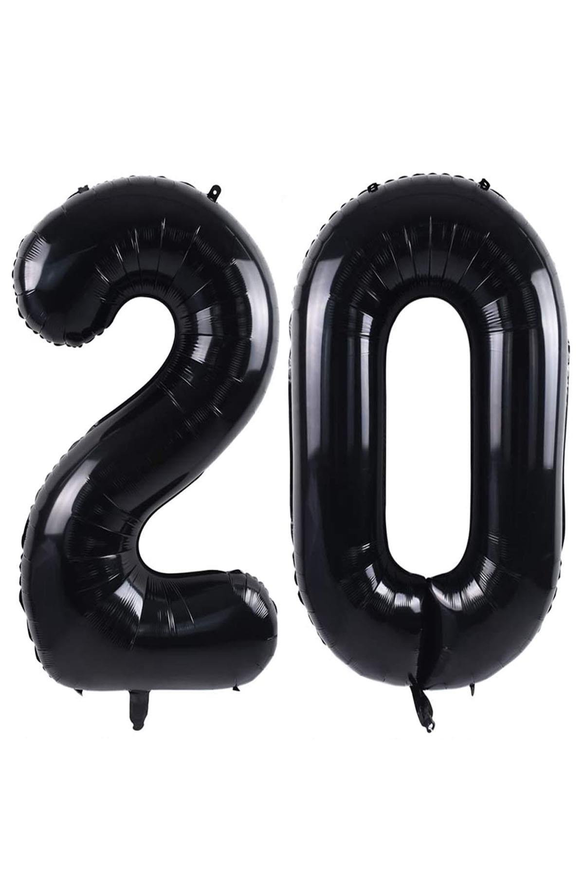 20.Yaş Folyo Balon Seti Siyah 100 cm