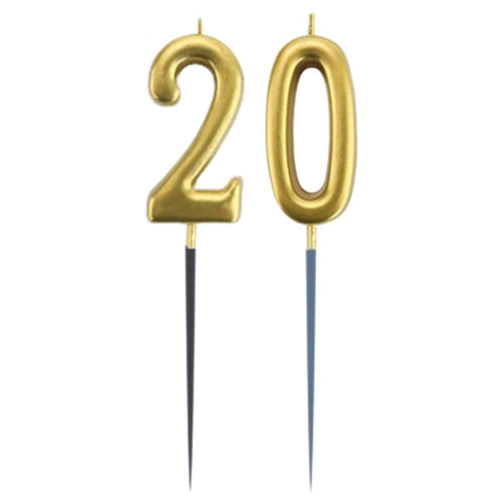 20.Yaş Rakam Altın Çubuk Mum 14 cm