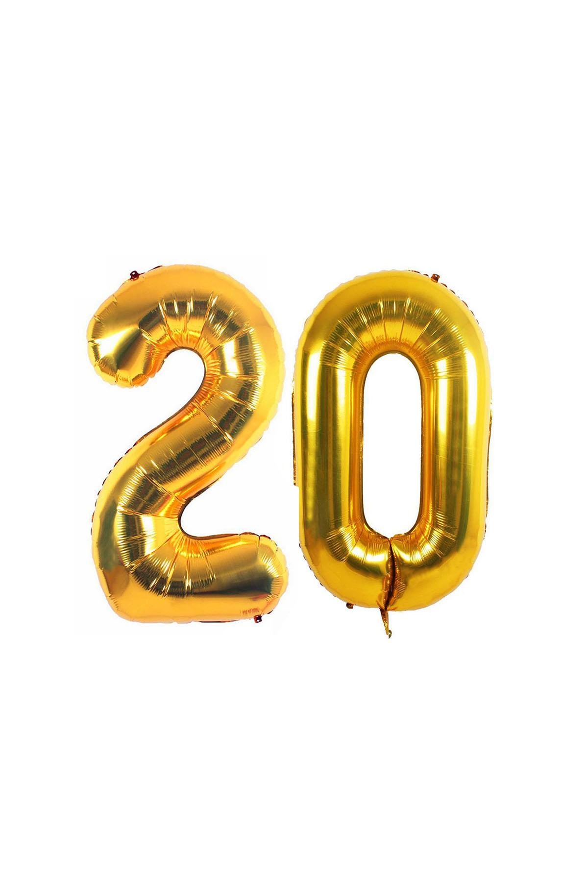 20.Yaş Folyo Balon Seti Altın 40 cm