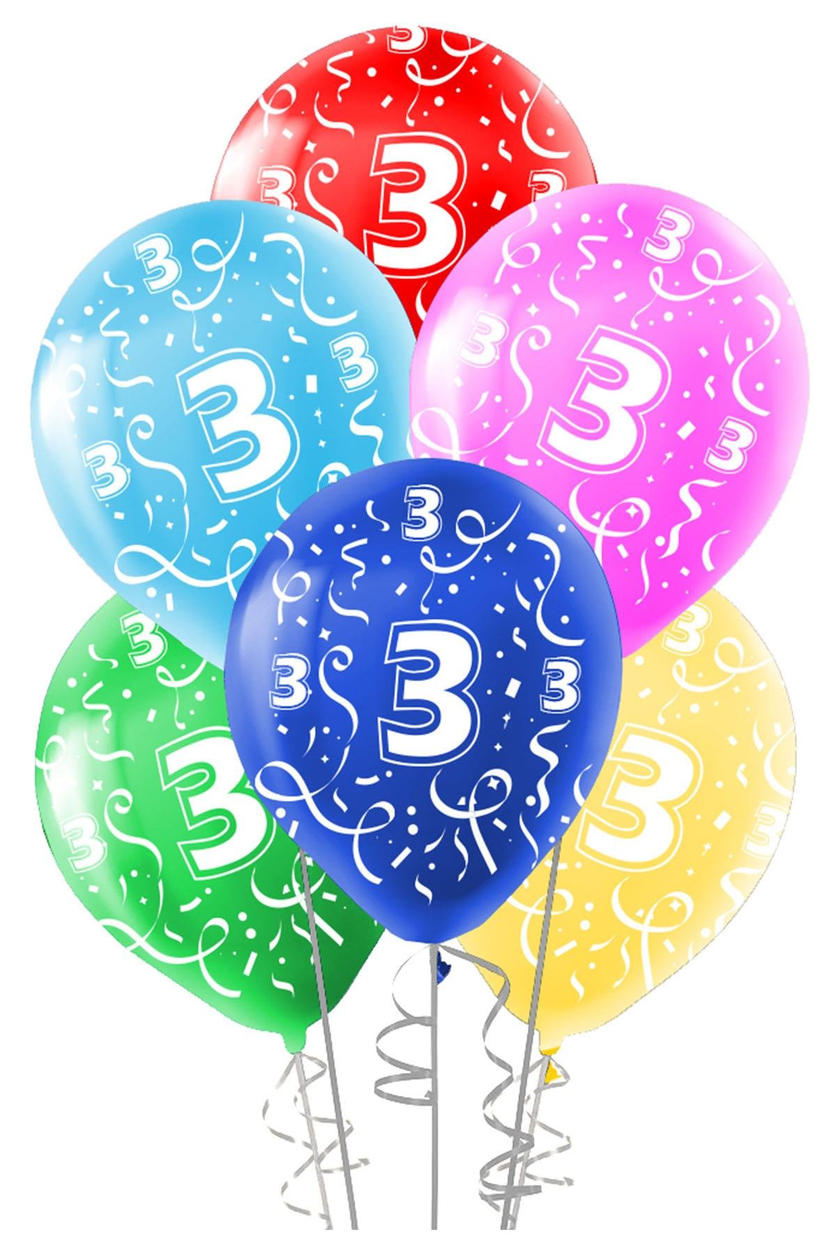 3.Yaş Baskılı Rengarenk Lateks Balon 10'lu
