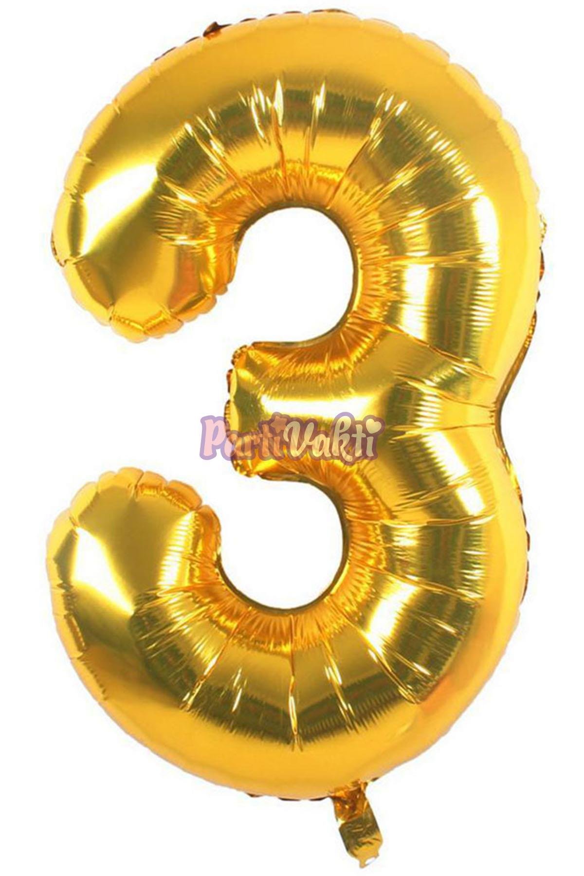 3 Rakam Altın Folyo Balon 100 cm