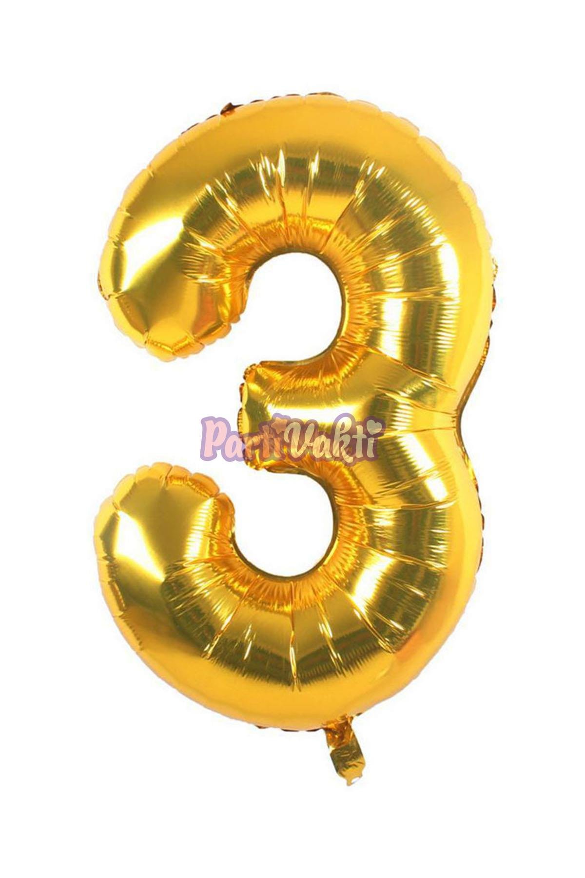 3 Rakam Altın Folyo Balon 40 cm