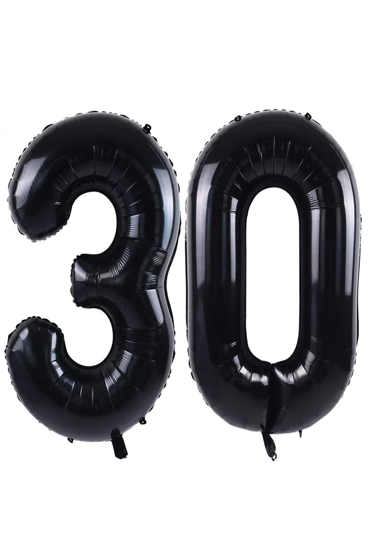 30.Yaş Folyo Balon Seti Siyah 100 cm