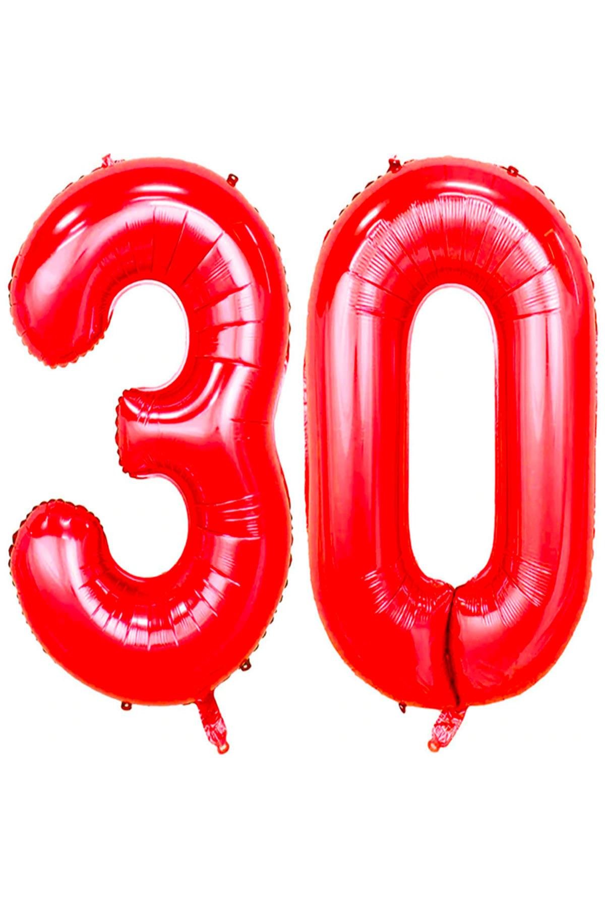 30.Yaş Folyo Balon Seti Kırmızı 100 cm