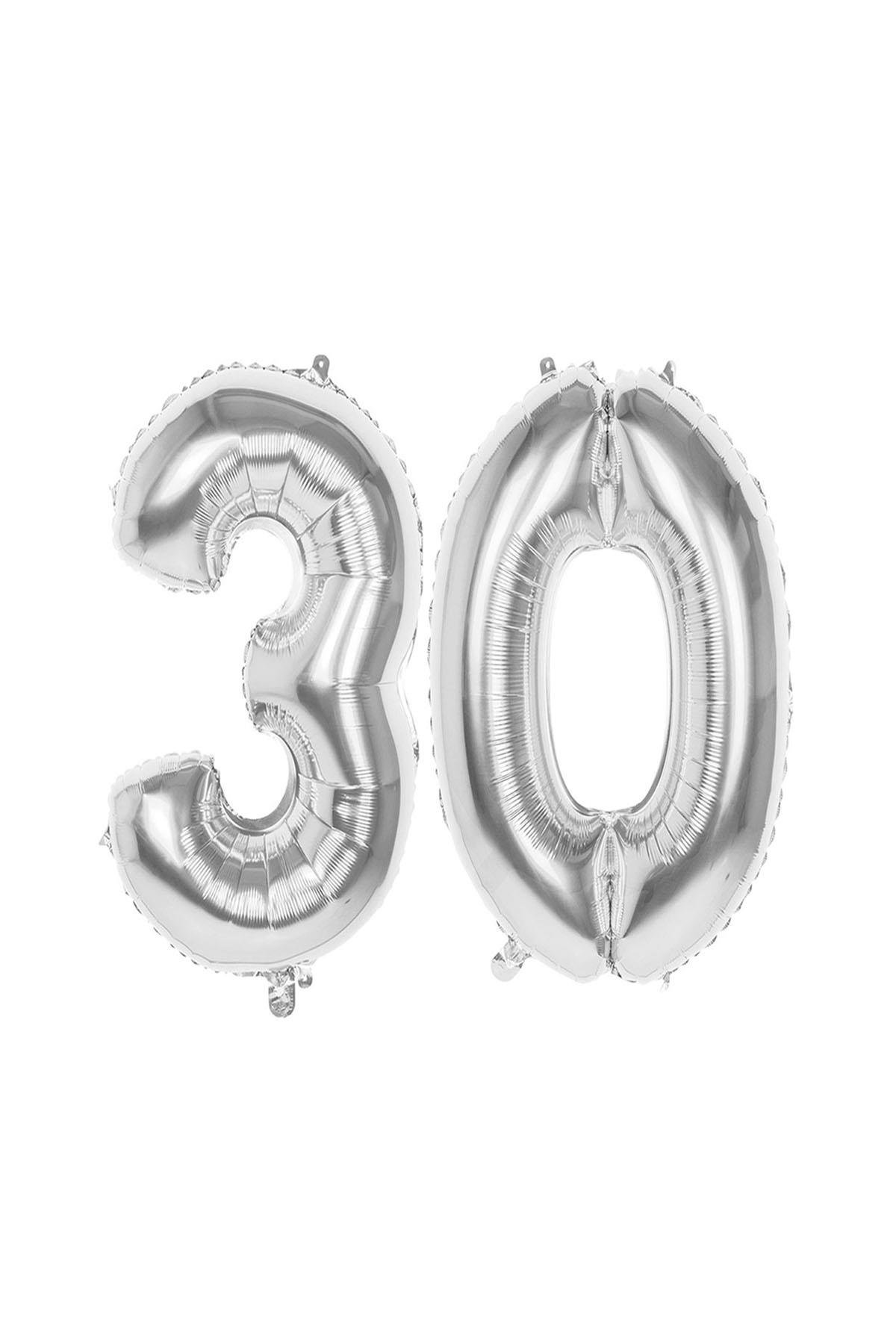 30.Yaş Folyo Balon Seti Gümüş 70 cm