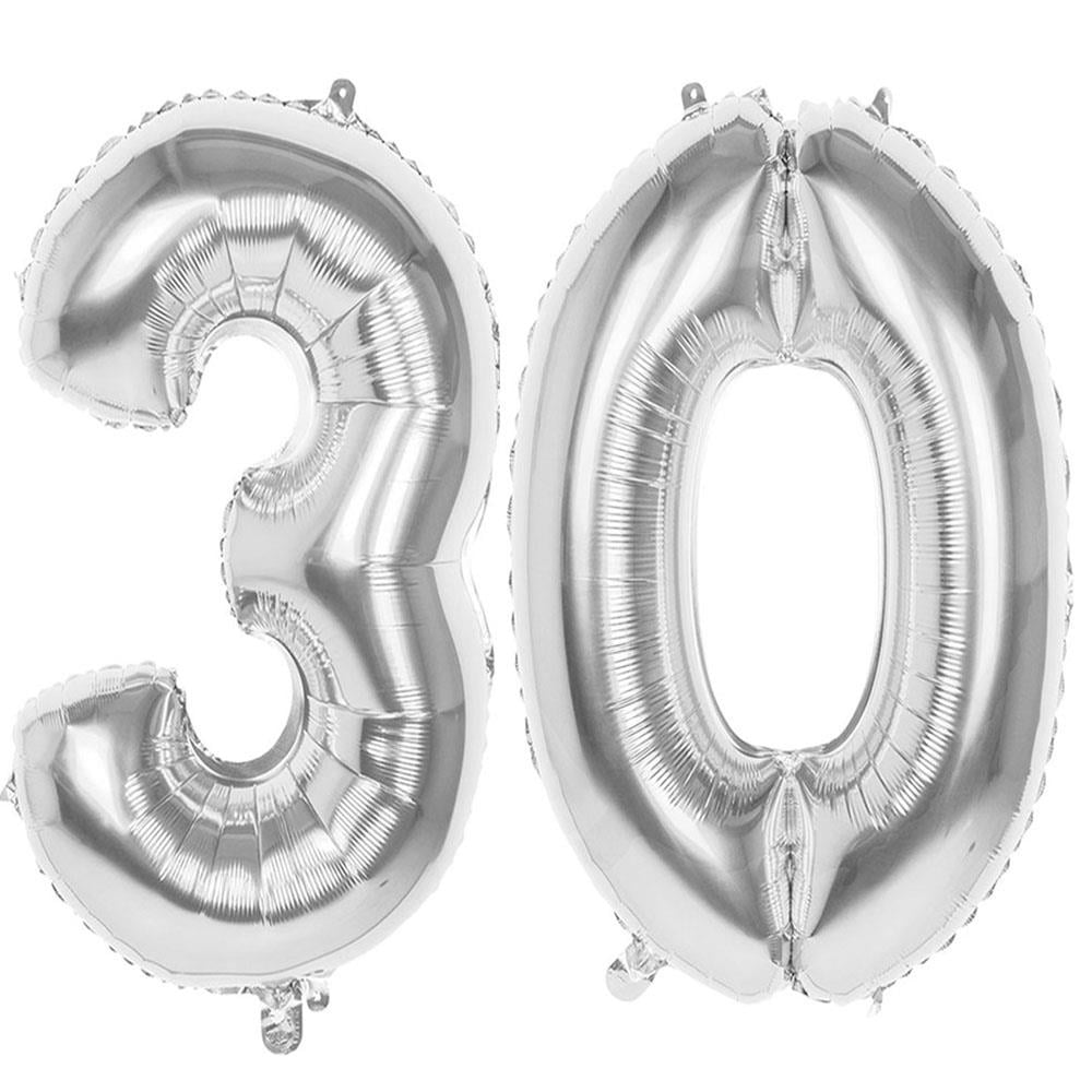 30.Yaş Folyo Balon Seti Gümüş 100 cm