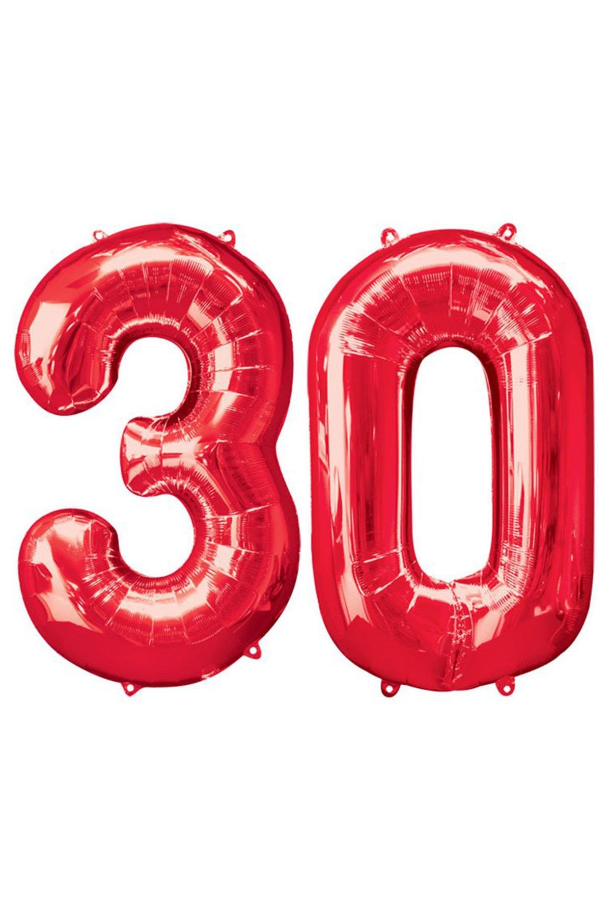30.Yaş Folyo Balon Seti Kırmızı 40 cm