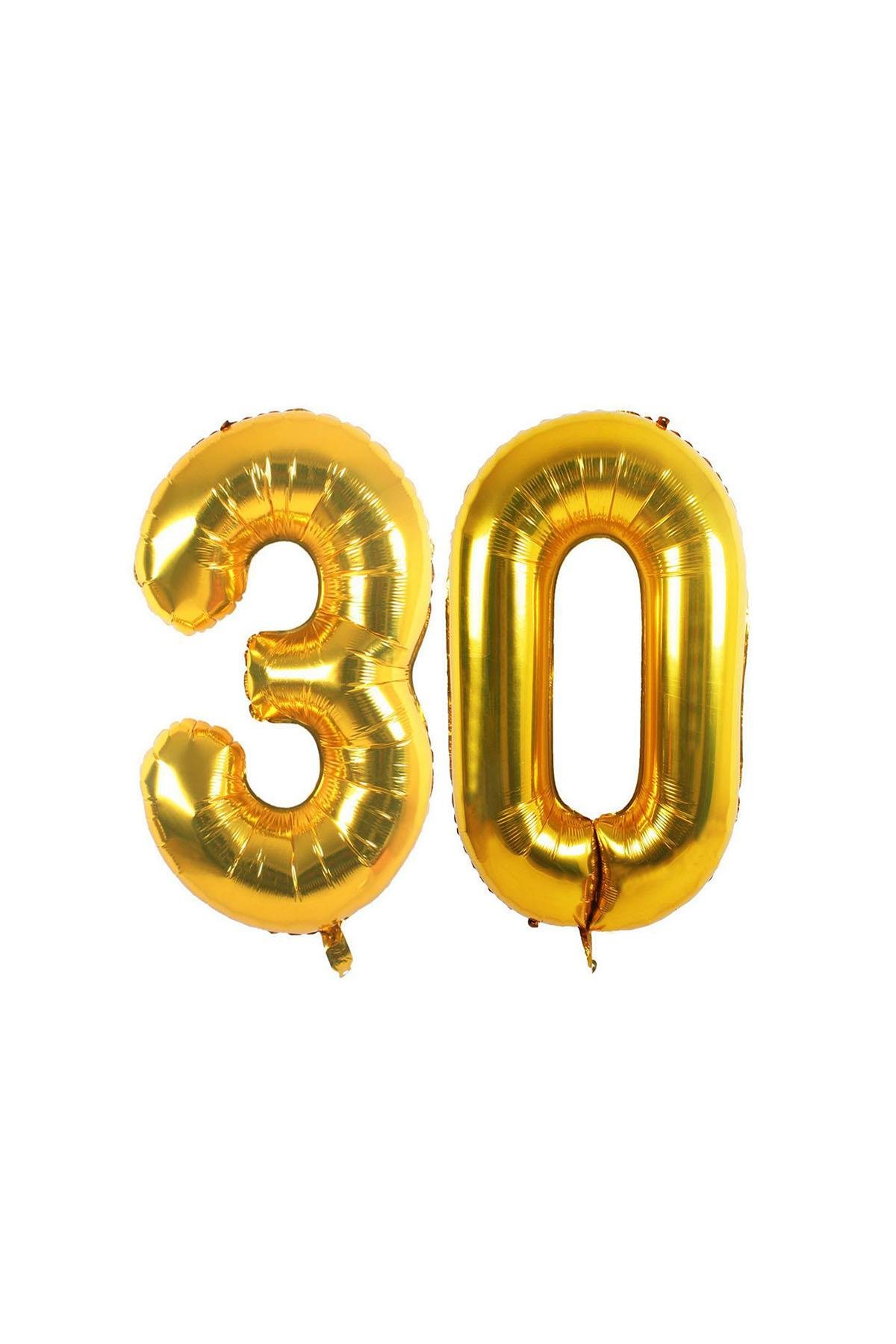 30.Yaş Folyo Balon Seti Altın 40 cm