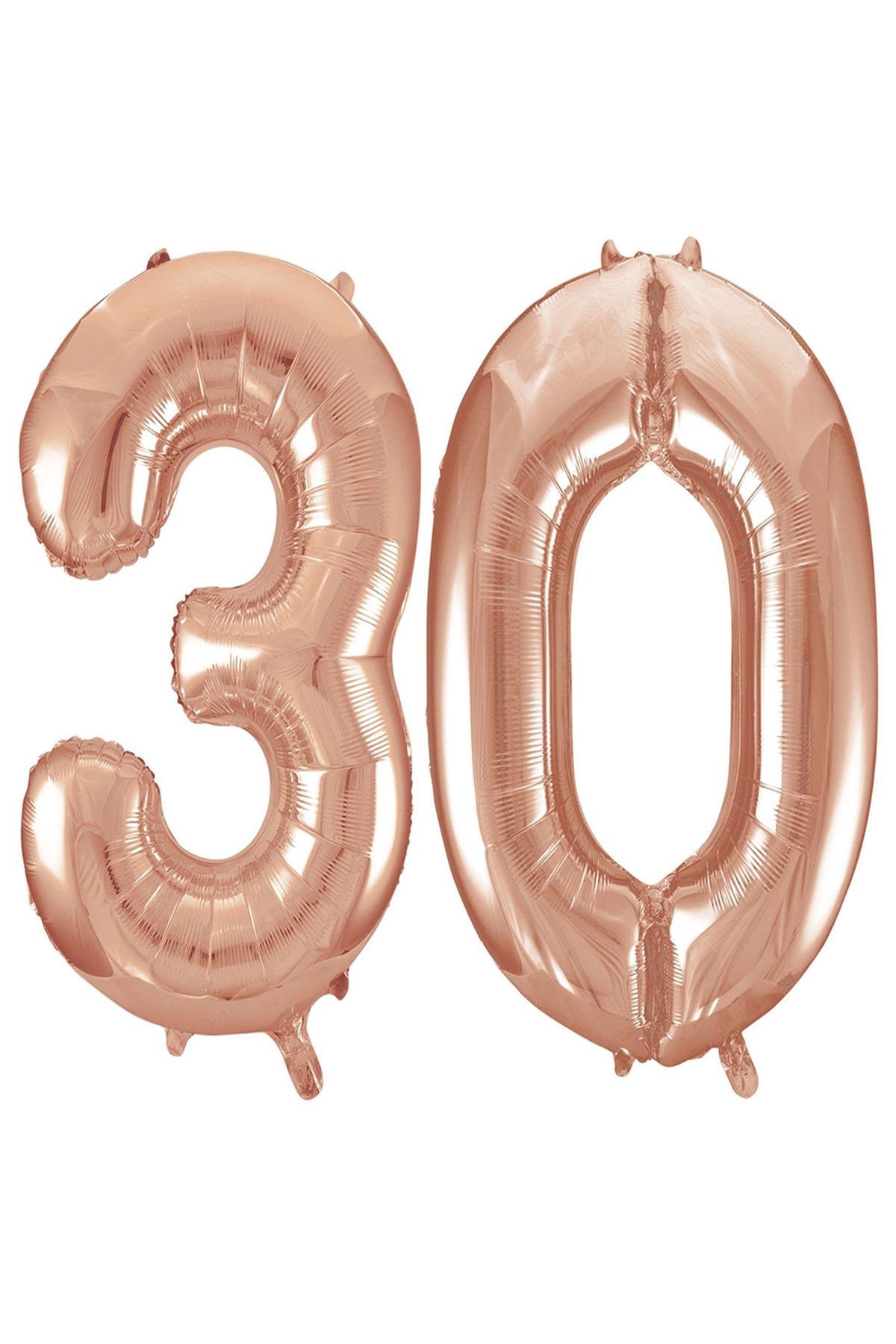 30.Yaş Folyo Balon Seti Rose Gold 100 cm