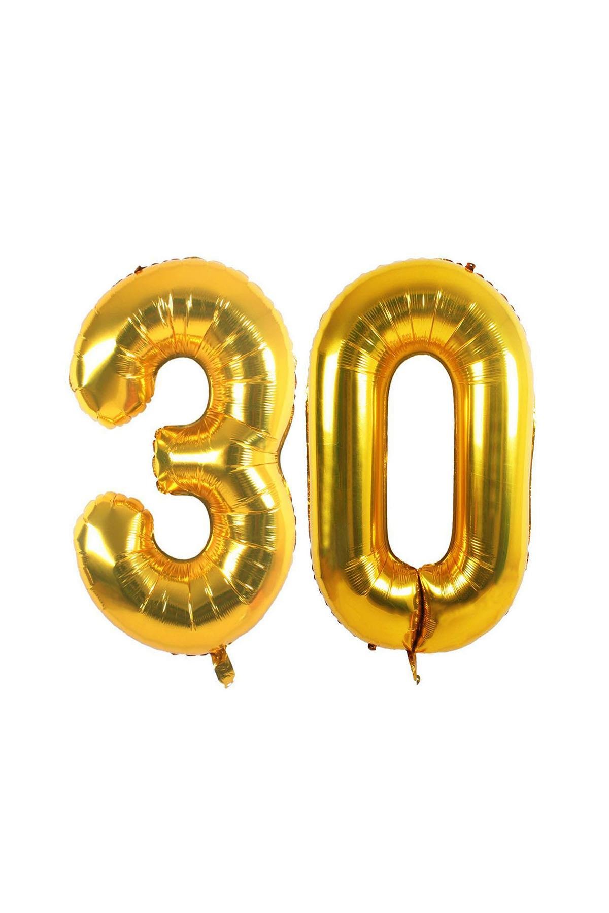 30.Yaş Folyo Balon Seti Altın 70 cm
