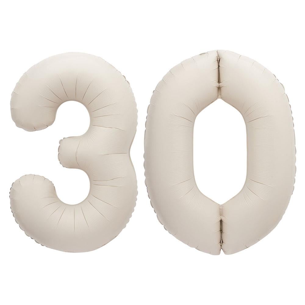 30.Yaş Folyo Balon Seti Krem  80 cm