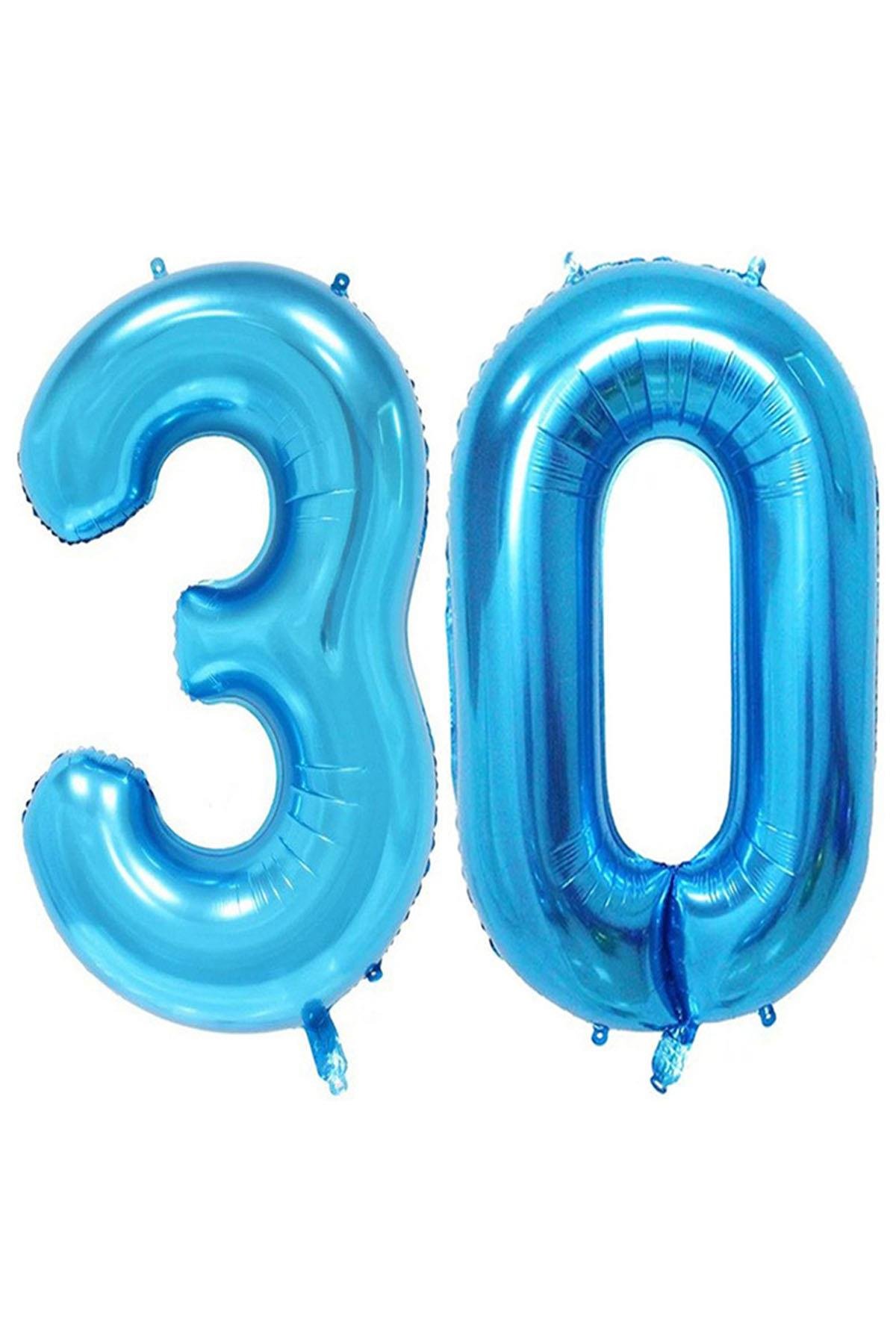 30.Yaş Folyo Balon Seti Mavi 100 cm