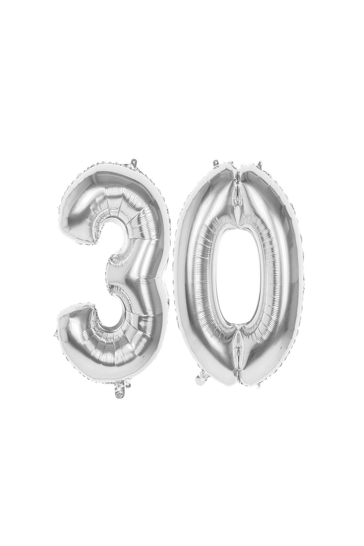 30.Yaş Folyo Balon Seti Gümüş 40 cm