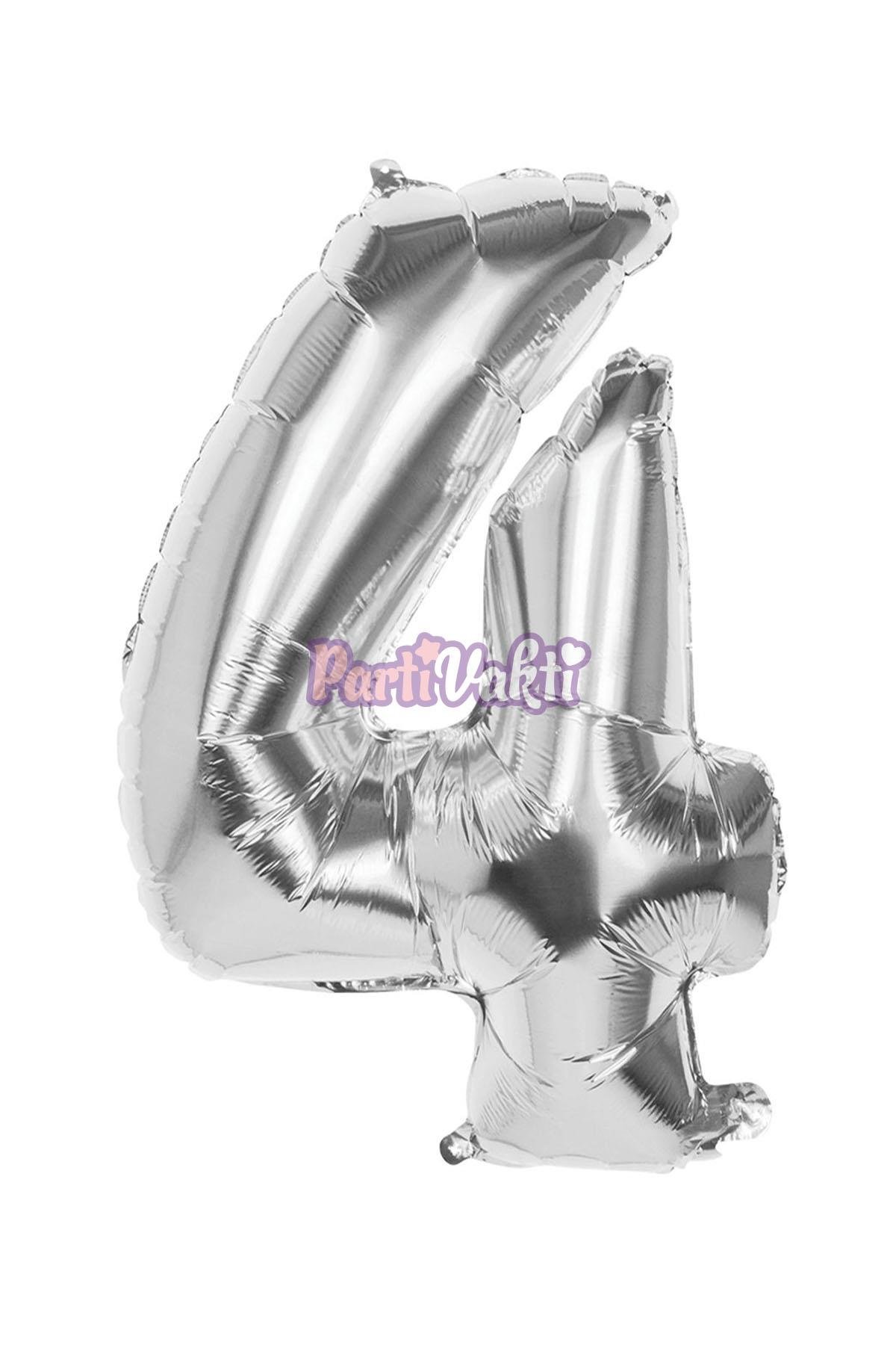 4 Rakam Gümüş Folyo Balon 40 cm